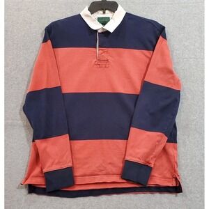 Vintage J CREW Oarsman Rugby Polo Longsleeve Shirt Orange Blue